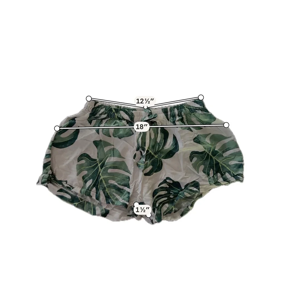Piyama Womens XS Monstera Leaf Tropical Pajama Set Rayon Cami Shorts Green CR5